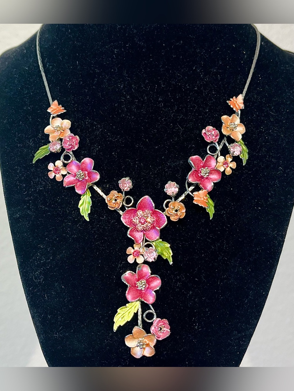 Vintage Floral Multicolour Enamel Statement Necklace